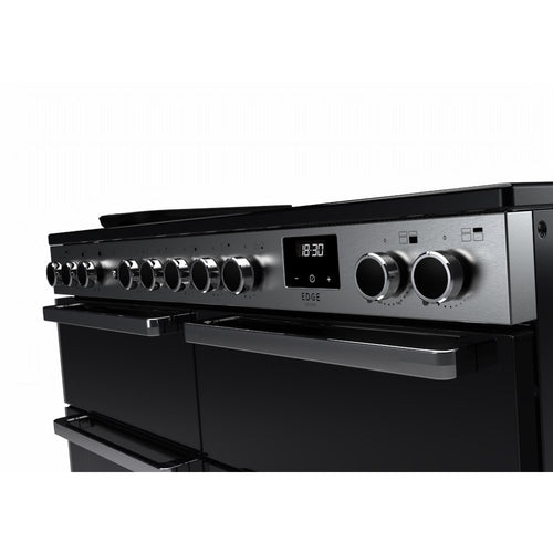 Rangemaster EDDLB110EIGBLK/CM1 Edge Deluxe 110cm BC Induction Black Glass/Chrome
