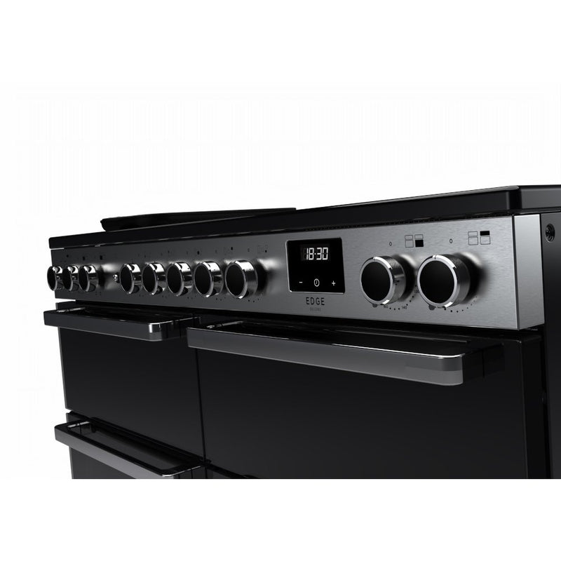 Rangemaster EDDLB110EIGBLK/CM1 Edge Deluxe 110cm BC Induction Black Glass/Chrome