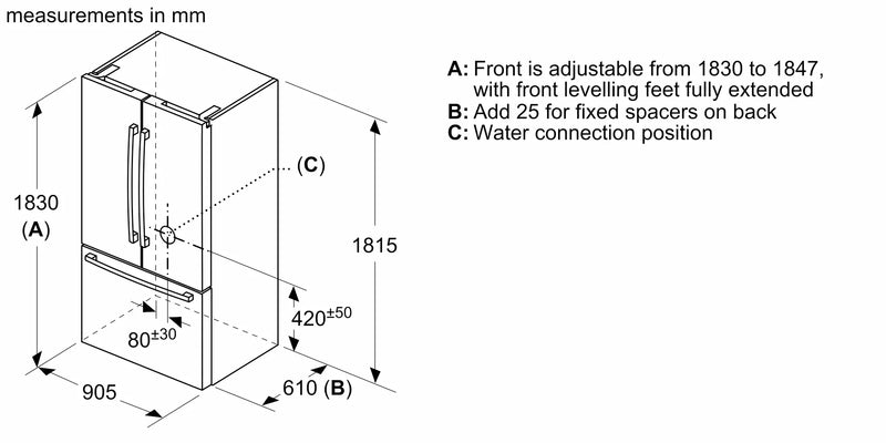 Bosch Series 8 KFF96PIEP - Stainless steel Side by Side Frost Free Fridge Freezer - E energy