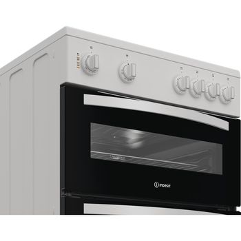 Indesit IDE6VMW - White Electric Double Cooker - 60cm Ceramic Hob - A Energy