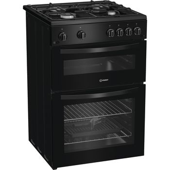 Indesit ITG6GB - Black Gas Twin Cooker - 60cm - A+ Energy