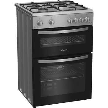 Indesit IDG6GS - Silver 60cm Gas Double Cooker - A+ Energy Rating