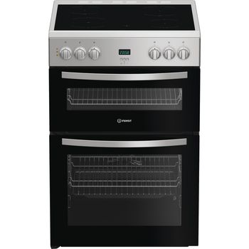 Indesit IDE6VDCS1 - Silver Electric Double Cooker - 60cm Ceramic Hob - A Energy