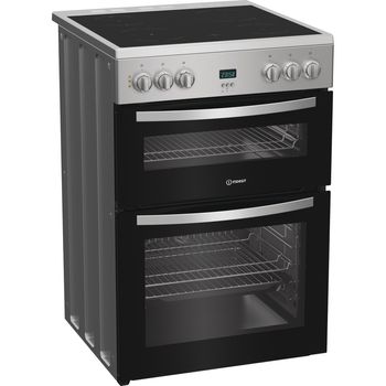 Indesit IDE6VDCS1 - Silver Electric Double Cooker - 60cm Ceramic Hob - A Energy