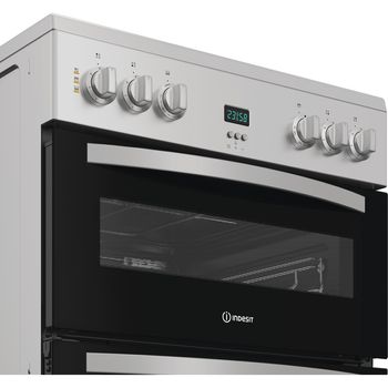 Indesit IDE6VDCS1 - Silver Electric Double Cooker - 60cm Ceramic Hob - A Energy