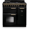 Rangemaster CLDL90DFPGBL/AB1 - Gloss Black/Antique Brass Range Cooker - 90cm Dual Fuel - A Rated
