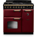 Rangemaster Classic Deluxe CLDL90DFPBOR/AB1 - Bordeaux/Antique Brass Range Cooker - Dual Fuel - A Energy Rating