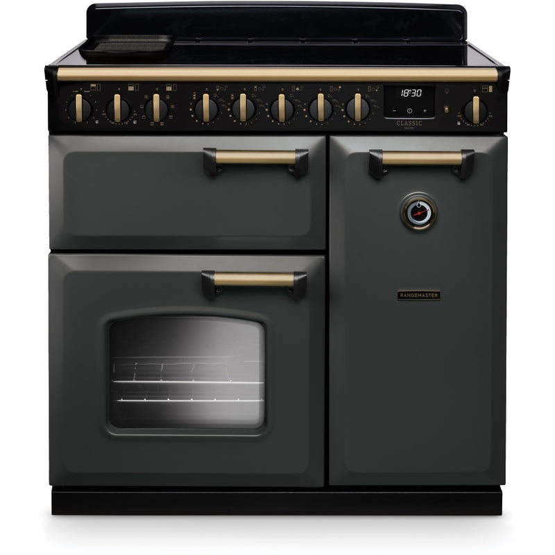 Rangemaster CLDL90EIPSLT/AB1 - Slate/Antique Brass 90cm Range Cooker - Induction - A Rated