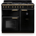 Rangemaster CLDL100DFPGBL/AB1 - Black/Antique Brass 100cm Dual Fuel Range Cooker - 80L & 82L Capacity - A Energy Rating