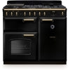 Rangemaster CLDL100DFPGBL/AB1 - Black/Antique Brass 100cm Dual Fuel Range Cooker - 80L & 82L Capacity - A Energy Rating