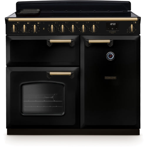 Rangemaster CLDL100EIPGBL/AB1 - Black/Antique Brass Range Cooker - 80L Multifunction Oven - A Energy Rating