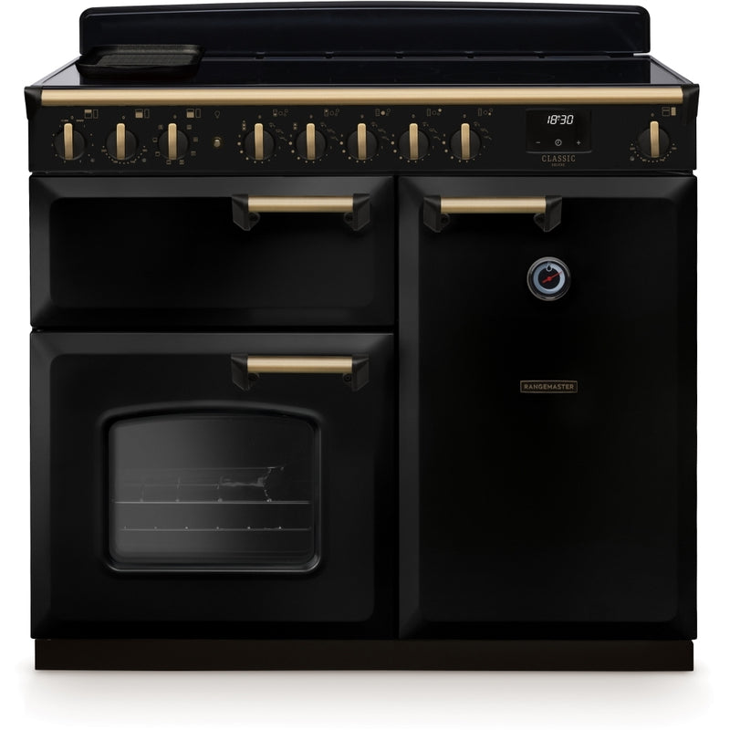 Rangemaster CLDL100EIPGBL/AB1 - Black/Antique Brass Range Cooker - 80L Multifunction Oven - A Energy Rating
