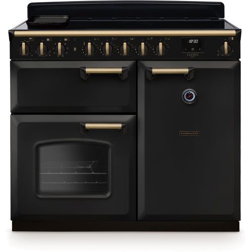 Rangemaster CLDL100EIPCBL/AB1 - Charcoal Black/Antique Brass Range Cooker - 100cm Induction - A Energy