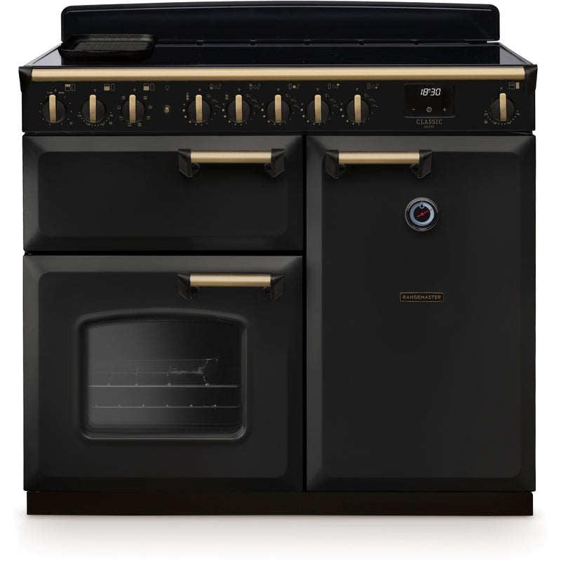 Rangemaster CLDL100EIPCBL/AB1 - Charcoal Black/Antique Brass Range Cooker - 100cm Induction - A Energy