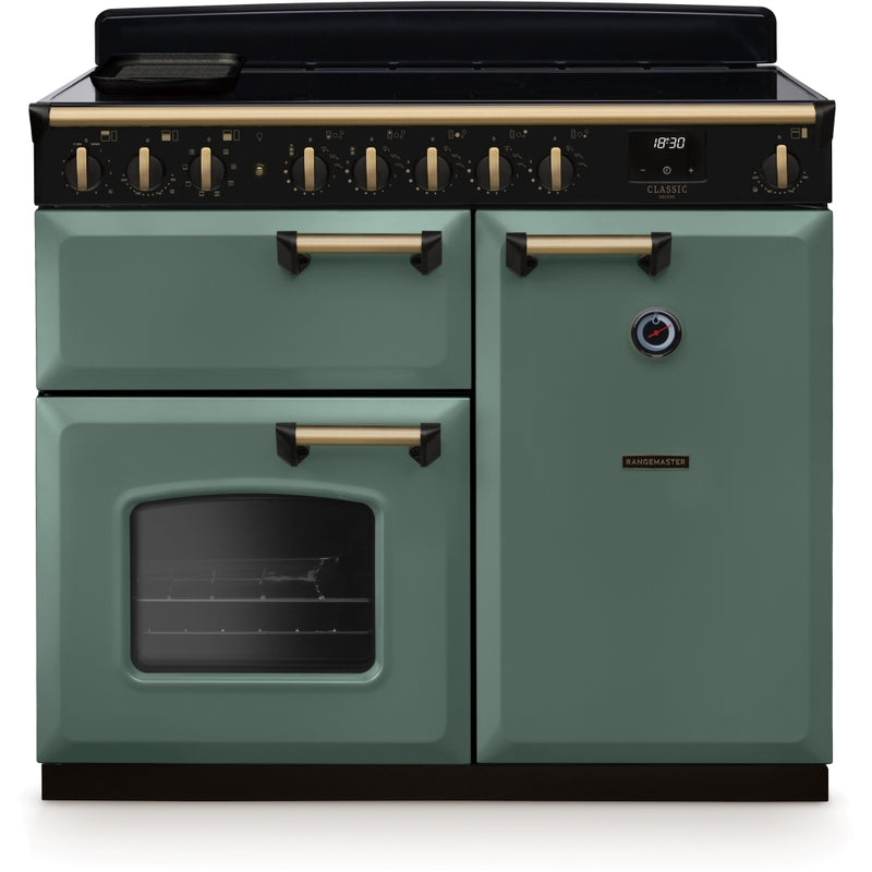 Rangemaster CLDL100EIPMGR/AB1 - Green/Antique Brass 100cm Range Cooker - Induction - A energy