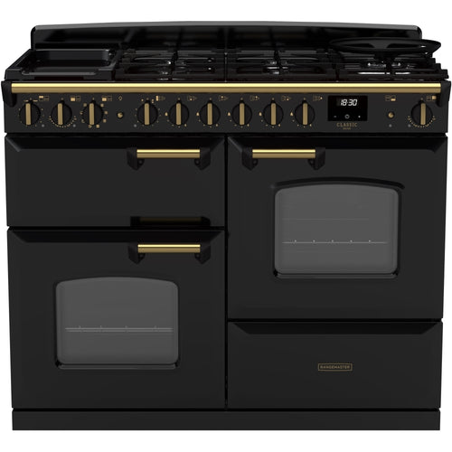 Rangemaster CLDLO110DFPGBL/AB1 - Black 110cm Dual Fuel Range Cooker - 5 Year Warranty