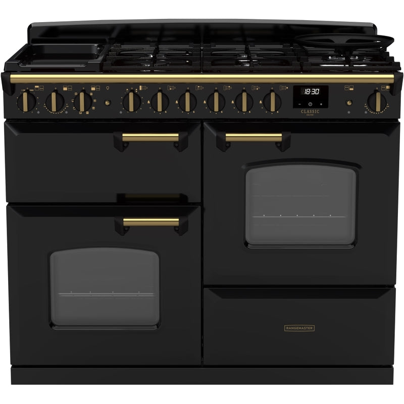 Rangemaster CLDLO110DFPGBL/AB1 - Black 110cm Dual Fuel Range Cooker - 5 Year Warranty