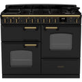 Rangemaster CLDLO110DFPCBL/AB1 - Charcoal Black/Antique Brass Range Cooker - 80L Dual Ovens - A Rated