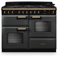 Rangemaster CLDLO110DFPSLT/AB1 - Slate/Antique Brass 110cm Range Cooker - Dual Fuel - A Energy