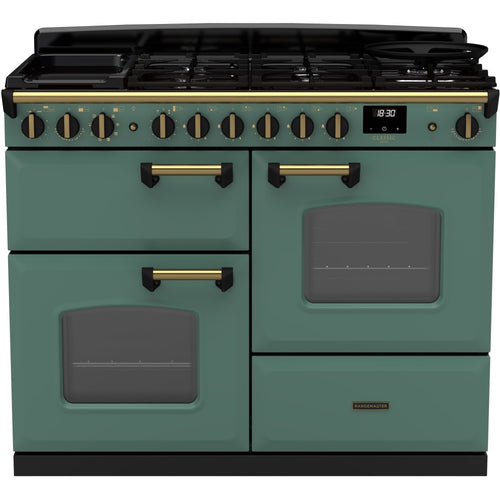 Rangemaster CLDLO110DFPMGR/AB1 - Charcoal Black 110cm Range Cooker - Dual Fuel - Classic Deluxe