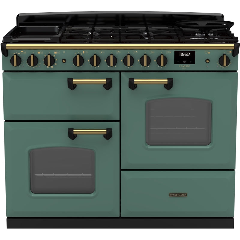 Rangemaster CLDLO110DFPMGR/AB1 - Charcoal Black 110cm Range Cooker - Dual Fuel - Classic Deluxe