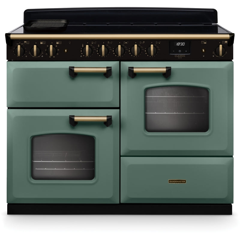 Rangemaster CLDLO110EIPMGR/AB1 - Mineral Green/Antique Brass 110cm Range Cooker - Induction - A Energy