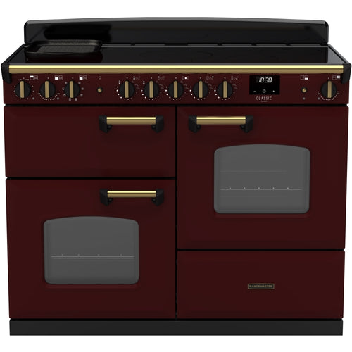 Rangemaster CLDLO110EIPBOR/AB1 - Bordeaux/Antique Brass 110cm Range Cooker - Induction - A Energy Rating