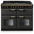 Rangemaster CLDLB110DFPSLT/AB1 - Slate/Antique Brass 110cm Range Cooker - Dual Fuel - A Energy