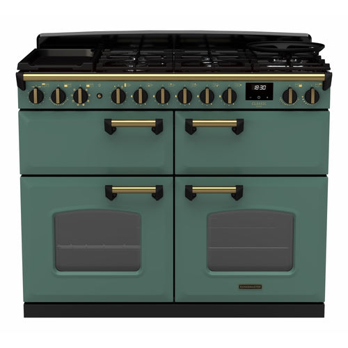 Rangemaster CLDLB110DFPMGR/AB1 - 110cm Dual Fuel Range Cooker - Antique Brass Trim