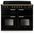 Rangemaster CLDLB110EIPGBL/AB1 Classic Deluxe - Gloss Black/Antique Brass Range Cooker - 110cm Electric Induction - A Energy