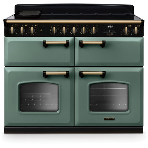 Rangemaster CLDLB110EIPMGR/AB1 - Mineral Green/Antique Brass Range Cooker - 110cm Induction - A Rated