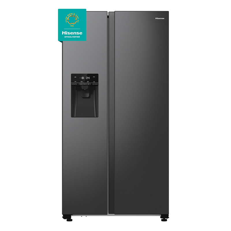 Hisense RS5P535NTFDUK - Black Steel American Fridge Freezer - 566L - Ice & Water