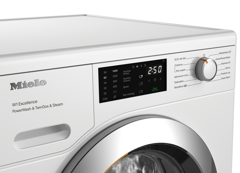 Miele WEG885 WCS PWash&TDos&Steam - Lotus White 9KG Washing Machine - 1400 RPM - A Energy