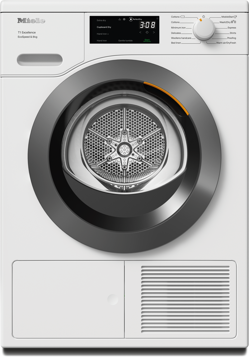 Miele TEC645WP - Lotus White 8KG Heat Pump Tumble Dryer - A+++ Energy
