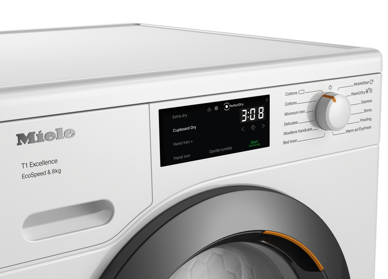 Miele TEC645WP - Lotus White 8KG Heat Pump Tumble Dryer - A+++ Energy