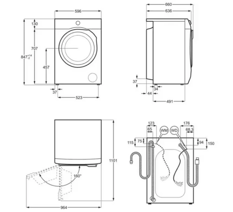 AEG LWX60966B - White 9KG/6KG Washer Dryer - A/D energy