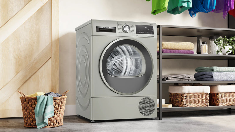 Bosch Series 6 WQG245S9GB - Silver 9KG Heat Pump Condenser Dryer, - A++ energy