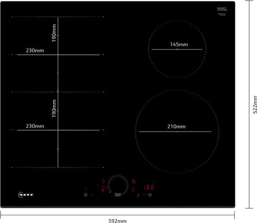 Neff T66FHE4L0 - Black 4 Zone Induction Hob