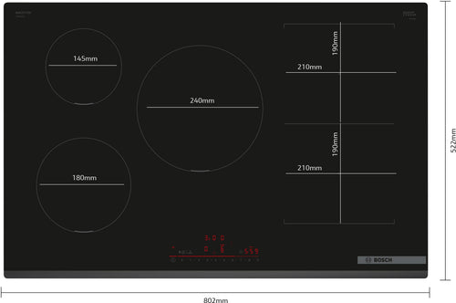 Bosch Series 6 PVW831HB1E - Black 5 Zone Induction Hob