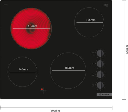 Bosch Series 2 PKE611CA3E - Black 4 Zone Ceramic Hob