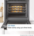 Bosch Series 4 HQA574BB3B - Black Single Oven - 71L Capacity - Pyrolytic Self-Cleaning - A+ Energy Rating