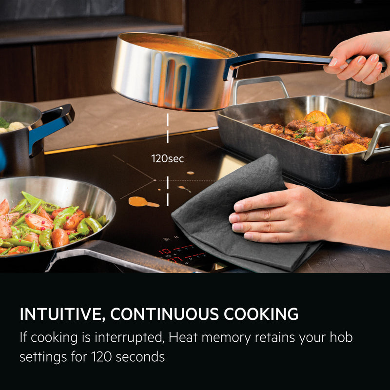AEG SK85IM0XFB - Black 80cm Induction Hob - Double Bridge - 5 Zones