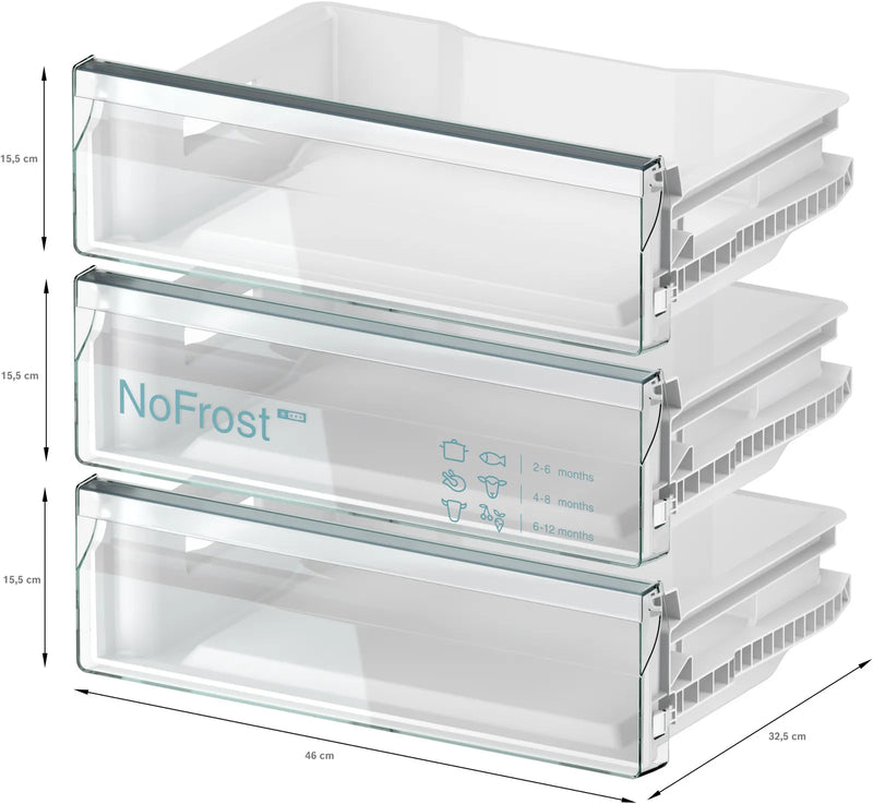 Bosch Series 4 GUN21VFE0G - Built Under Frost Free Freezer with Fixed Hinge Door - E energy -Display