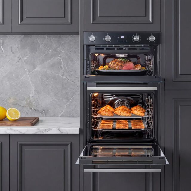 Midea MBOD70M30D0-BK - Black Built-In Double Oven - 110L - A Energy