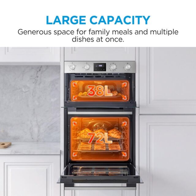 Midea MBOD70M30D0-SS - Stainless Steel Built-In Double Oven - 72L/38L - AA Rated
