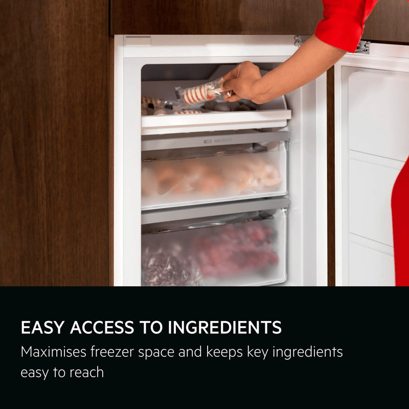 AEG NSC7C18GES - White Integrated Fridge Freezer - 186L Fridge / 62L Freezer - E Energy