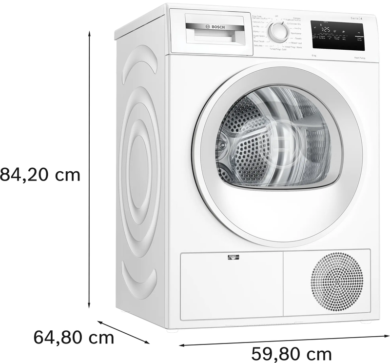 Bosch Series 4 WTH85225GB - White 8KG Heat Pump Condenser Dryer - A++ energy