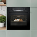 Bosch Series 4 HQA574BB3B - Black Single Oven - 71L Capacity - Pyrolytic Self-Cleaning - A+ Energy Rating