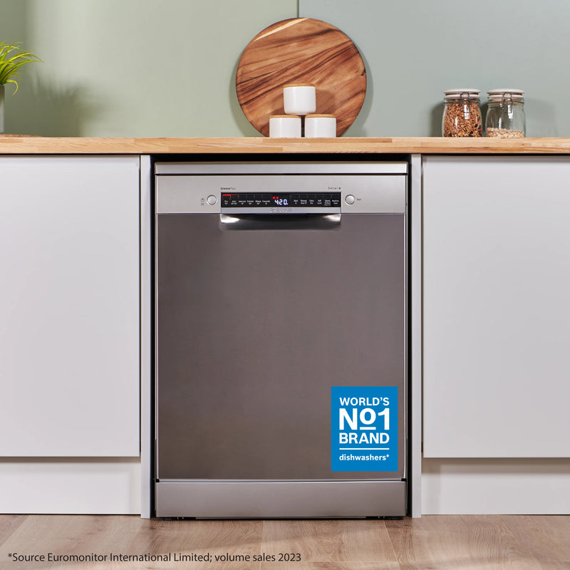 Bosch Series 4 SMS4EKI06G - Silver Freestanding Dishwasher - B energy