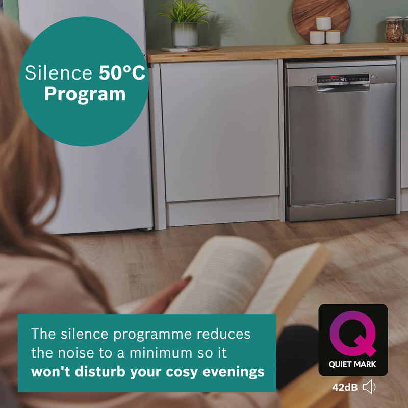 Bosch Series 4 SMS4EKI06G - Silver Freestanding Dishwasher - B energy